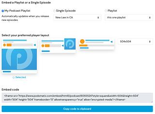 Podomatic embed players
