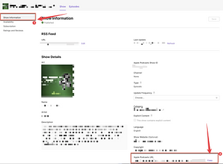 Apple Connect - Podcast Show Information Page
